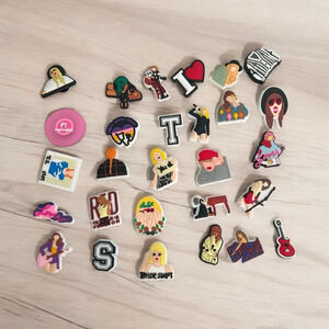 28 TAYLOR SWIFT SWIFTIE CROC JIBBITZ CHARM SET ERAS TORTURED POETS 1989 RED